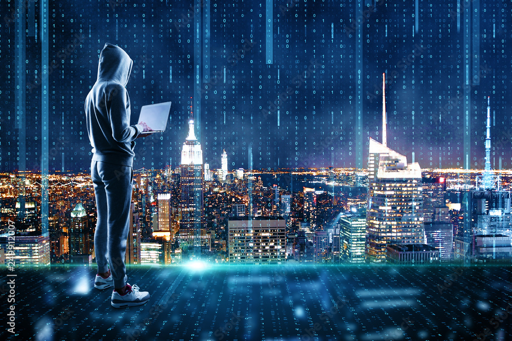 Poster hacking and criminal concept