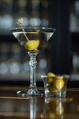 martini cocktail with olives