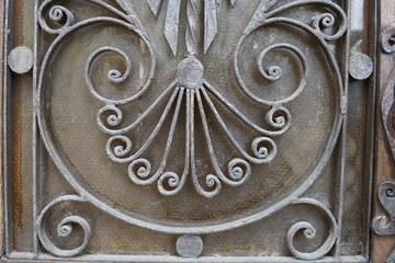 a brown wood old door in the centre of buenos aires argentina