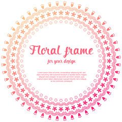 Minimal cute floral frame banner. Summer and spring festival wreath.