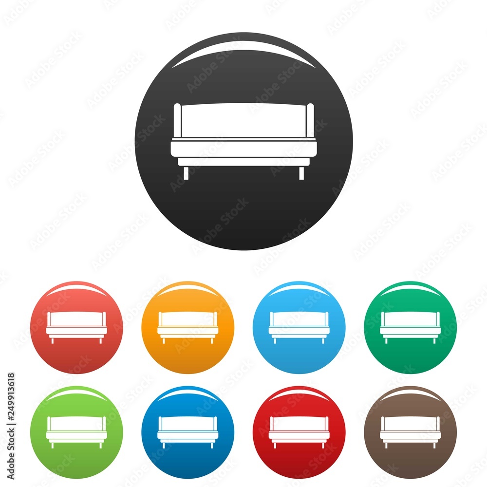 Poster strong sofa icons set 9 color vector isolated on white for any design