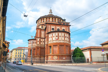 View of Santa Maria Novella church in milan, renaissance style, house of the da vinci's fresco 