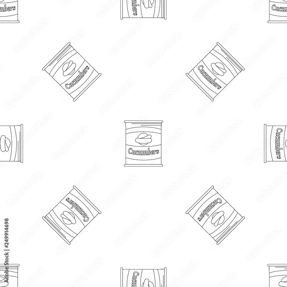 Sticker Cucumbers tin can pattern seamless vector repeat geometric for any web design