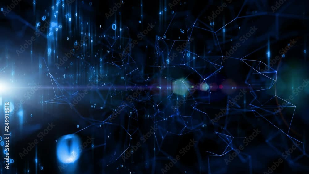 Poster computer data traffic in digital network with mystic light beam.