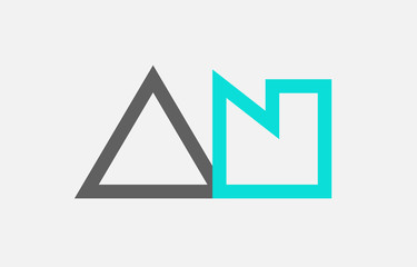 blue grey alphabet letter an a n combination for logo icon design