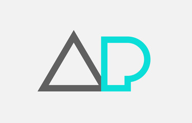 blue grey alphabet letter ap a p combination for logo icon design