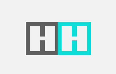 blue grey alphabet letter hh h h combination for logo icon design
