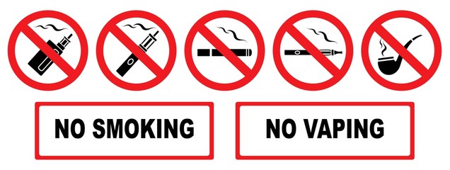 No smoking. No vaping. Set prohibition icons - 249916609