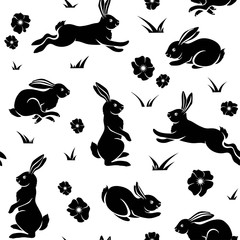 Rabbits. Seamless pattern © Larisa