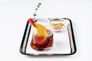 red tea with candied fruits