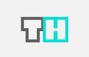blue grey alphabet letter th t h combination for logo icon design