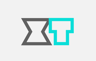 blue grey alphabet letter xt x t combination for logo icon design