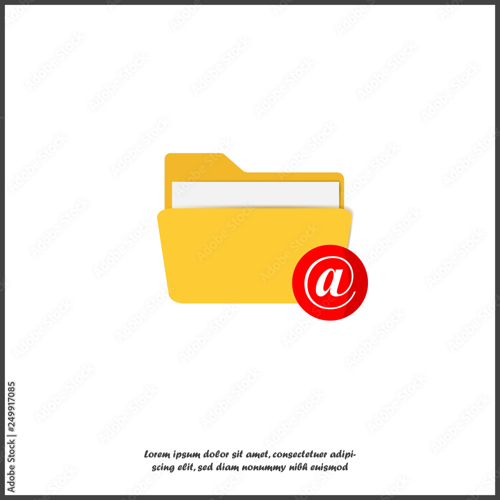Poster folder vector icon. folder and email icon. notification of a letter in a folder on white isolated ba