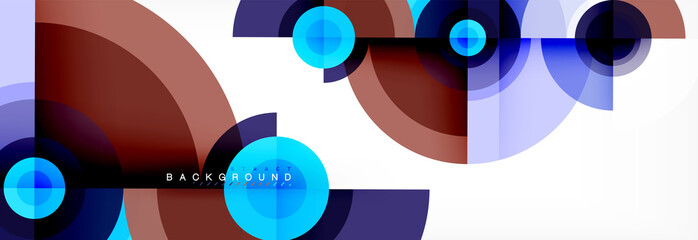 Minimal geometric circles and triangles abstract background, techno modern design, poster template