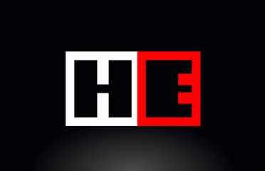 red white alphabet letter he h e combination for logo icon design