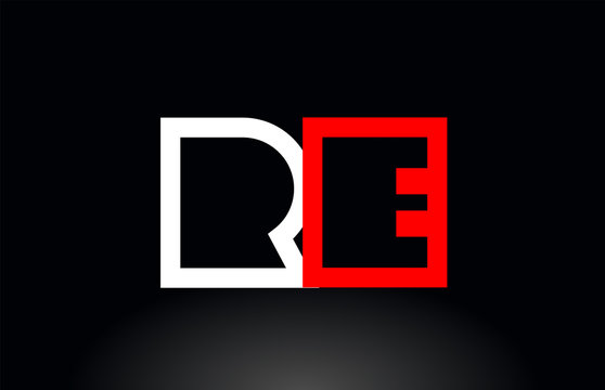 red white alphabet letter re r e combination for logo icon design