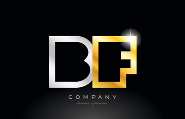 gold silver alphabet letter bf b f combination for logo icon design
