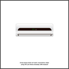  Air conditioner vector image. A realistic white air conditioner for cooling and heating air on white isolated background.