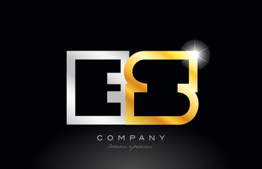 gold silver alphabet letter es e s combination for logo icon design