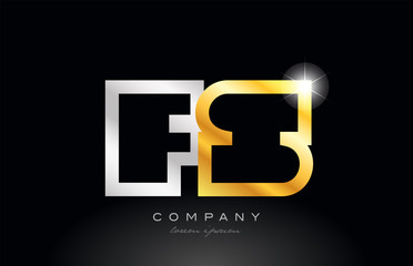 gold silver alphabet letter fs f s combination for logo icon design