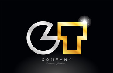 gold silver alphabet letter gt g t combination for logo icon design