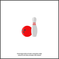 Bowling vector icon. The ball symbol of bowling on white isolated background.