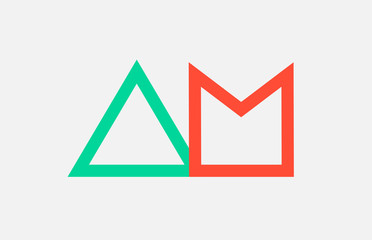 Fototapeta premium orange green alphabet letter logo combination am a m design