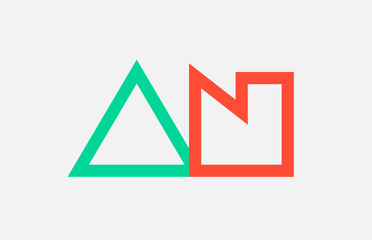 orange green alphabet letter logo combination an a n design