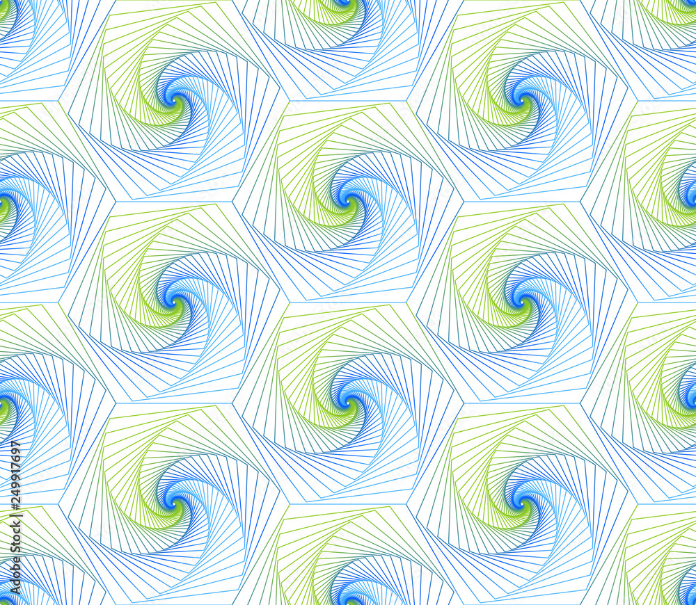 Poster abstract seamless pattern of rotating hexagons. geometric texture for your design.