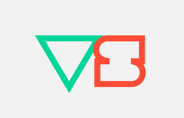 orange green alphabet letter logo combination vs v s design