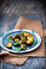 Baked Brussels sprouts with turmeric