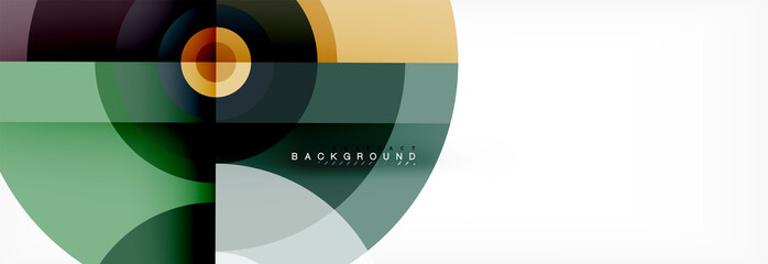 Obraz premium Minimal geometric circles and triangles abstract background, techno modern design, poster template