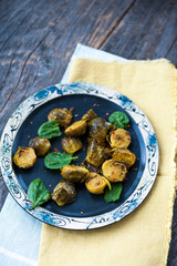 Baked Brussels sprouts with turmeric