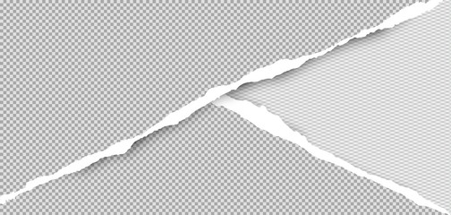 Torn squared grey paper in corners are on background with space for text. Vector illustration