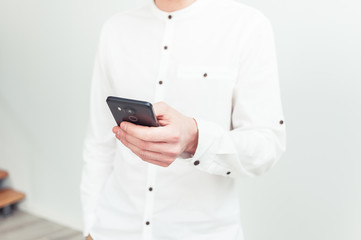 Man using smartphone