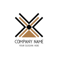 Cross lines with triangle vector logo. Symbol for business company.