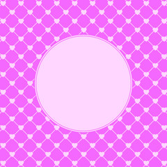 Hearts pattern background with frame in the shape of circle for text. Valentine's day and Mother's day greeting card - pink, red colors. Banner, invitation or label