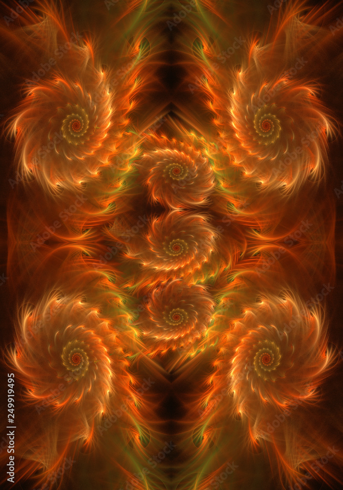 Poster abstract artistic computer generated soft smooth curvy fiery fractal background