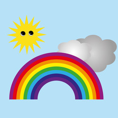 rainbow with sun and clouds