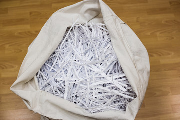 shredded paper in the bag 