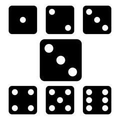 Black and White Six-Sided Dice Vector Illustration Icon Symbol Graphic