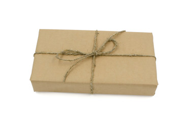 Kraft gift box is on a white background