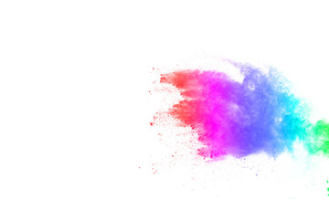 Colorful powder explosion on white background.