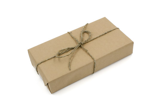 Kraft box is on a white background