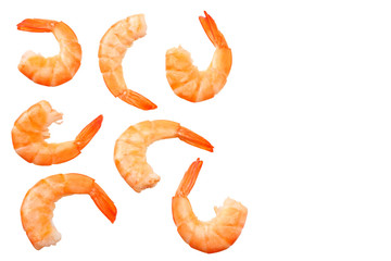 shrimps isolated on a white background. top view