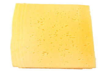 cheese slices isolated on white background. top view