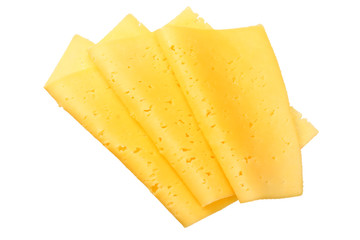 cheese slices isolated on white background. top view