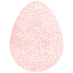 Isolated living coral floral vector seamless pattern in form of egg. Easter egg pattern. Calligraphic vintage flowers, swirls, lines, curves and ornament. Flourish decorative background.