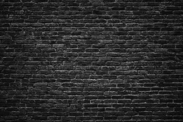 Poster Mur black brick wall texture. dark stone surface, background for design
