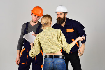 Creating perfection. Construction workers team. Professional people working on construction design....